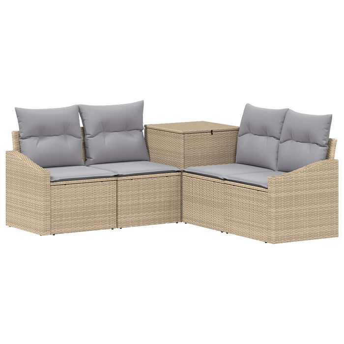Set de canapea 5 buc. Beige și gri deschis Ratan poli și Oțel WALTI