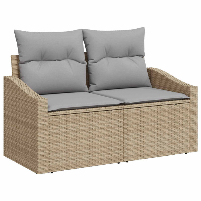 Set de canapea 5 buc. Beige și gri deschis Ratan poli și Oțel WALTI