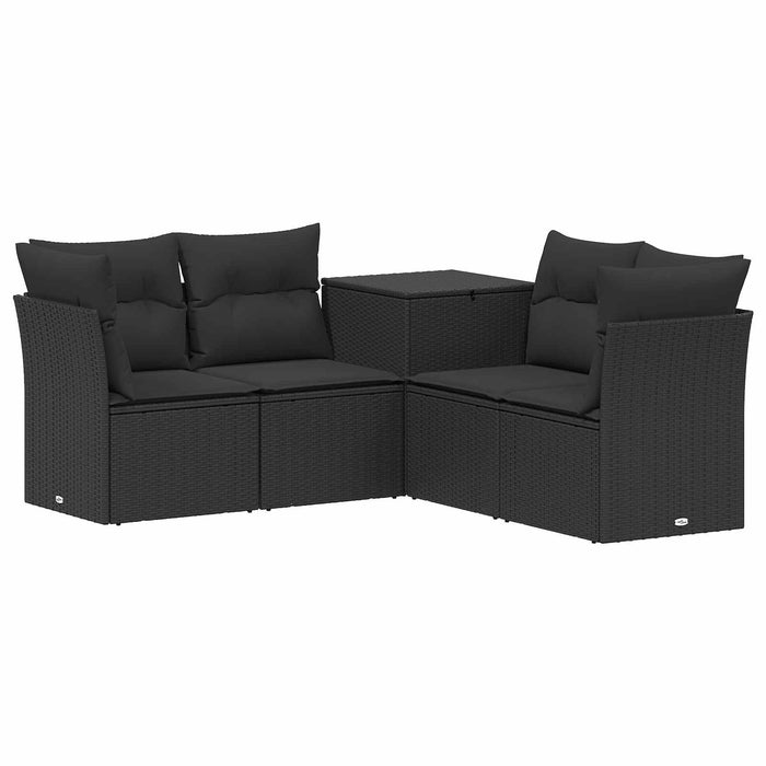 Set de canapea 5 buc. Negru Ratan poli și Oțel WALTI