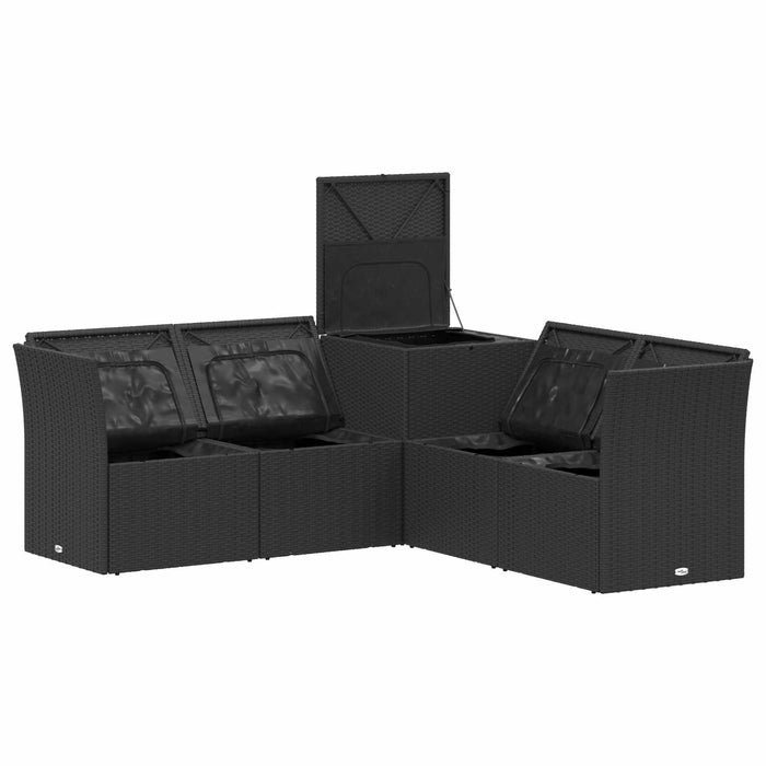 Set de canapea 5 buc. Negru și Albastru Ratan poli și Oțel WALTI
