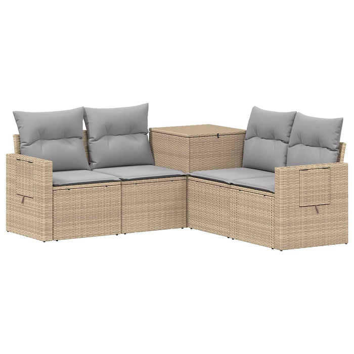 Set de canapea 5 buc. Beige și gri deschis Ratan poli și Oțel WALTI