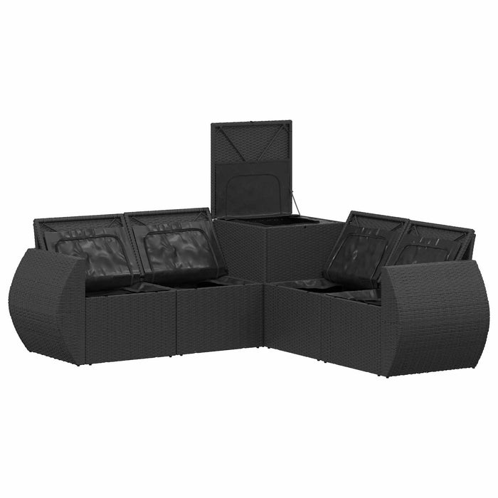 Set de canapea 5 buc. Negru Ratan poli și Oțel WALTI