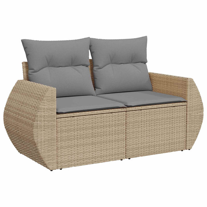 Set de canapea 5 buc. Beige și gri deschis Ratan poli și Oțel WALTI
