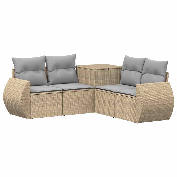 Set de canapea 5 buc. Beige și gri deschis Ratan poli și Oțel WALTI