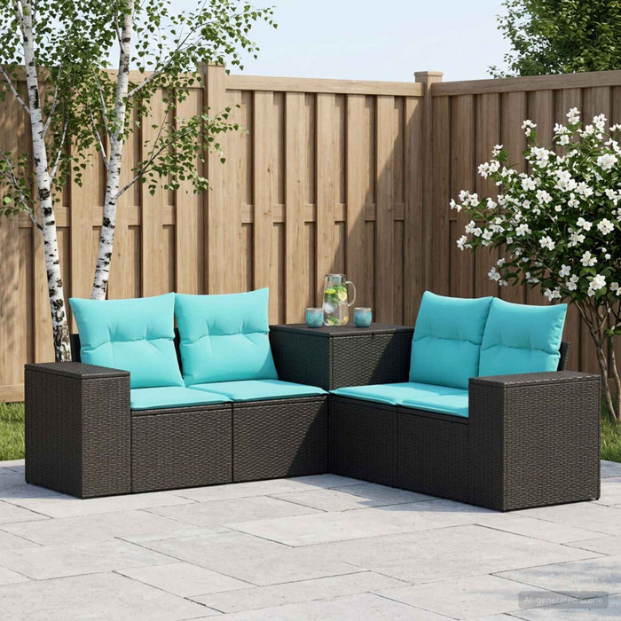 Set de canapea 5 buc. Negru și Albastru 200 x 200 x 85 cm WALTI