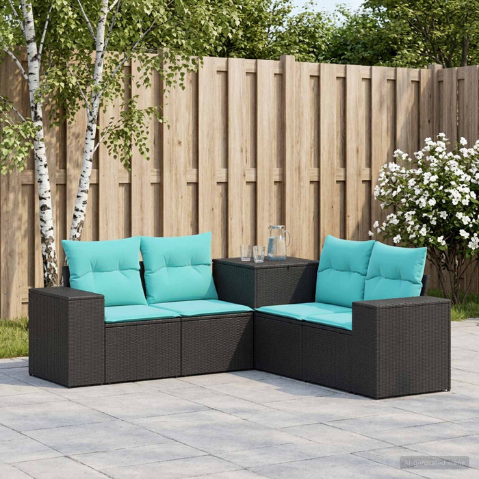 Set de canapea 5 buc. Negru și Albastru 200 x 200 x 85 cm WALTI