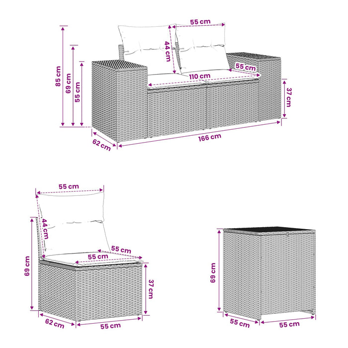Set de canapea 5 buc. Maro și roșu 200 x 200 x 85 cm WALTI
