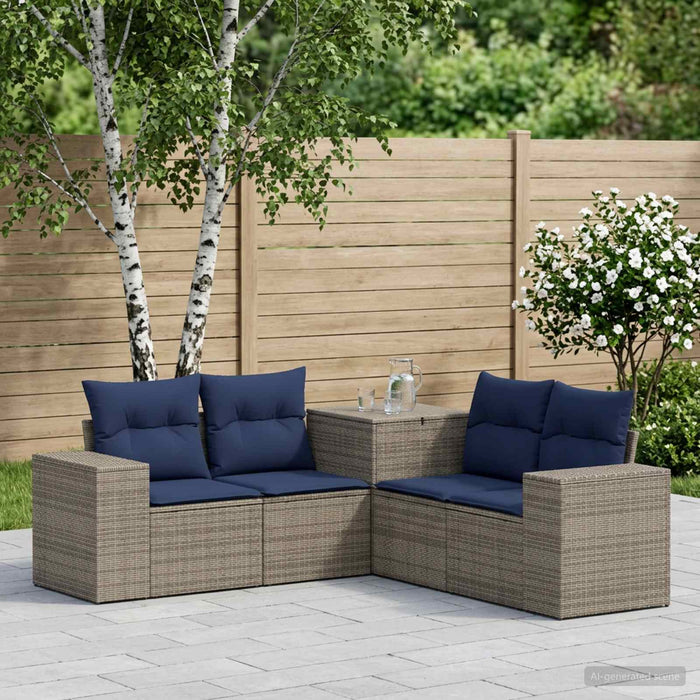 Set de canapea 5 buc. Gri și albastru marin 200 x 200 x 85 cm - WALTI WALTI
