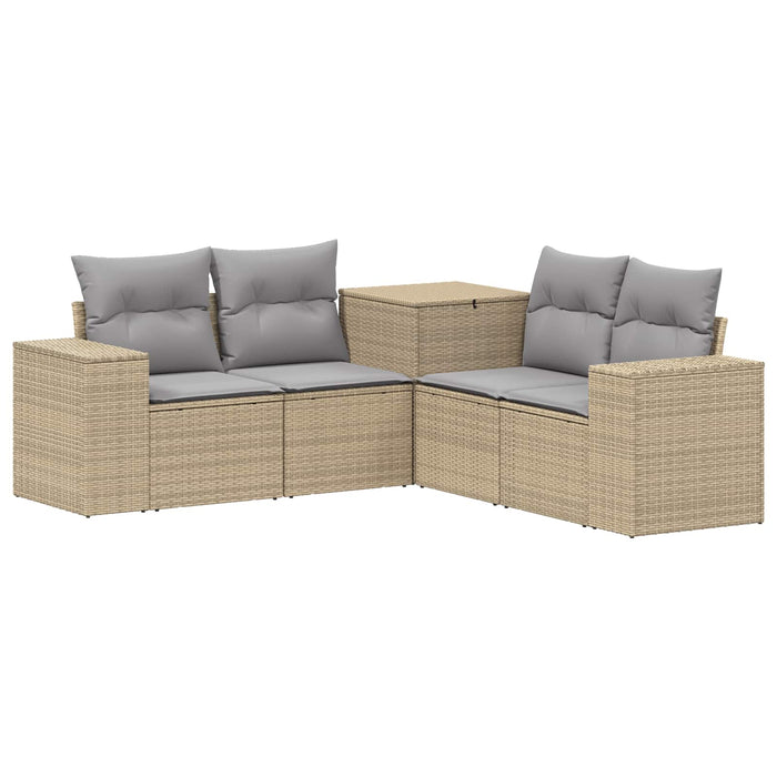 Set de canapea 5 buc. Beige și gri deschis Ratan poli și Oțel WALTI
