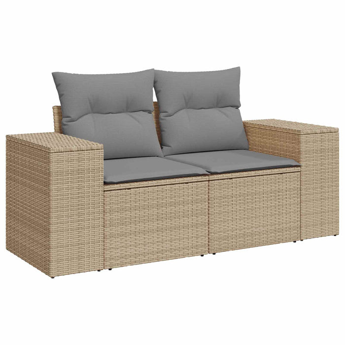 Set de canapea 5 buc. Beige și gri deschis Ratan poli și Oțel WALTI