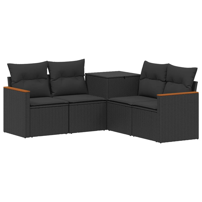 Set de canapea 5 buc. Negru Ratan poli și Oțel WALTI