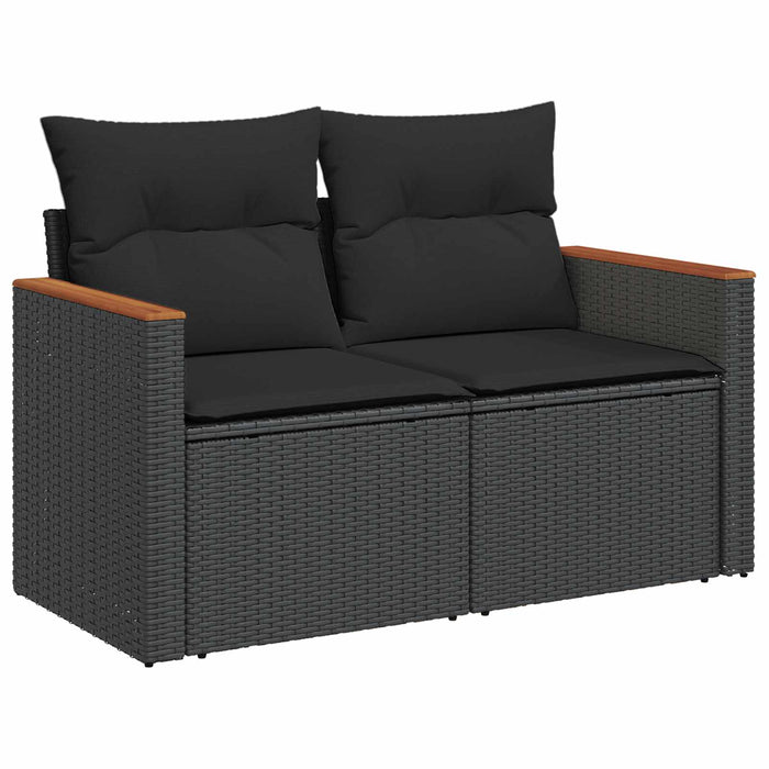Set de canapea 5 buc. Negru Ratan poli și Oțel WALTI