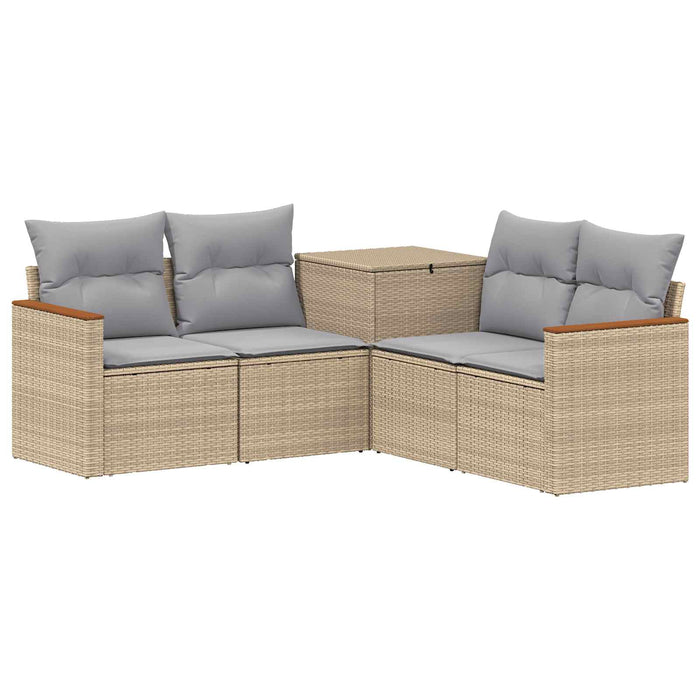 Set de canapea 5 buc. Beige și gri deschis Ratan poli și Oțel WALTI