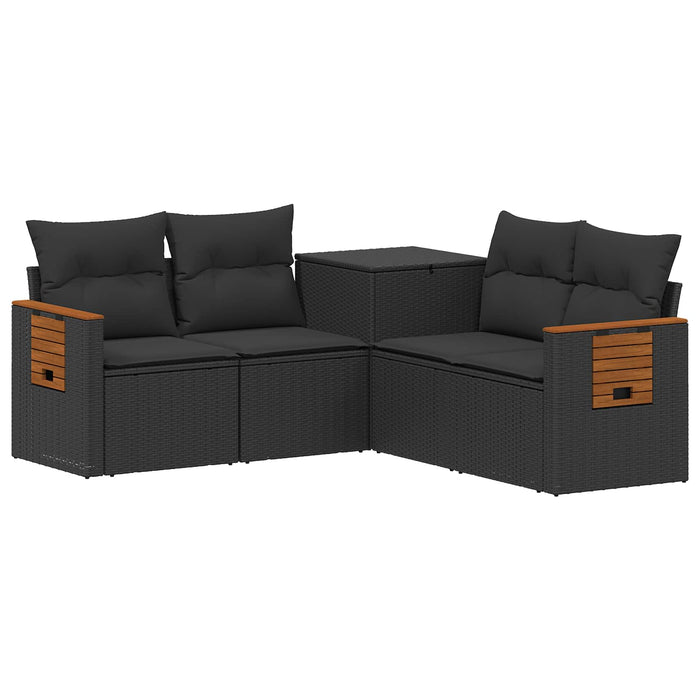 Set de canapea 5 buc. Negru Ratan poli și Oțel WALTI