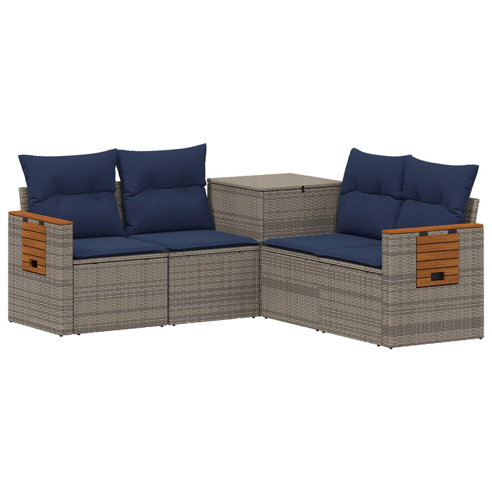 Set de canapea 5 buc. Gri și albastru marin 179 x 179 x 85 cm WALTI