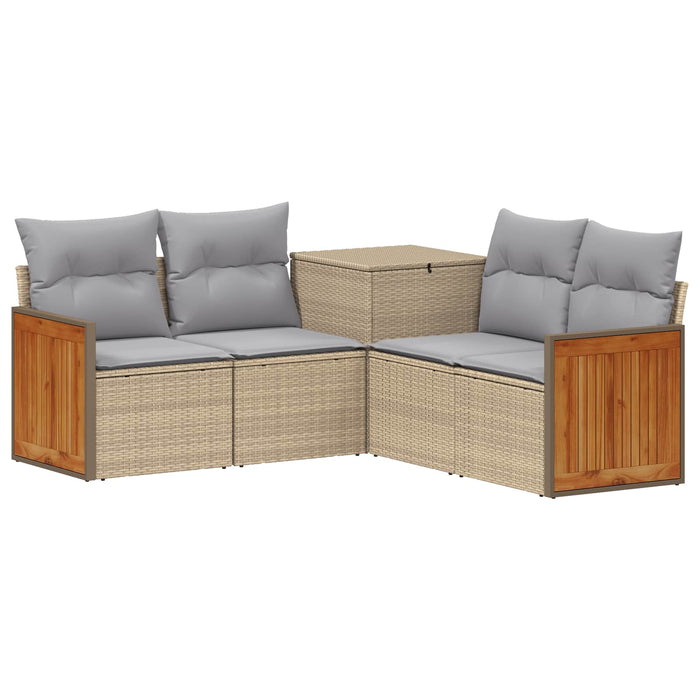 Set de canapea 5 buc. Beige și gri deschis Ratan poli și Oțel WALTI