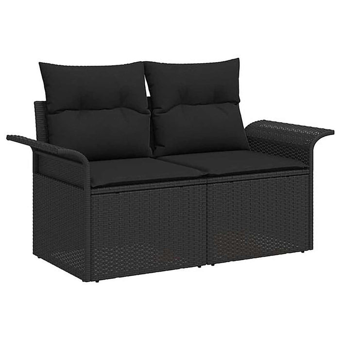 Set de canapea 8 buc. Negru Ratan poli și Oțel WALTI