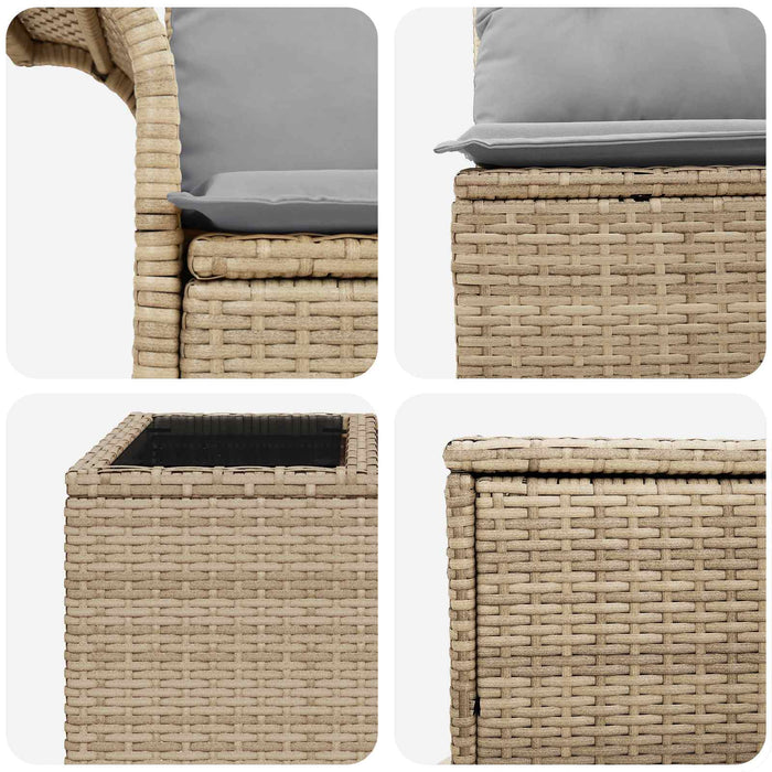 Set de canapea 8 buc. Beige și gri deschis Ratan poli și Oțel WALTI