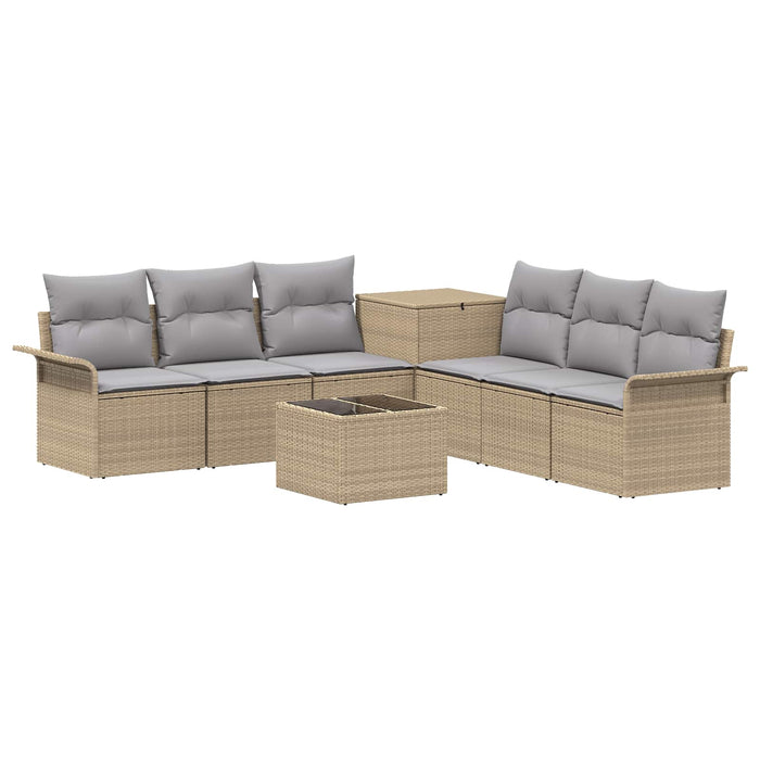 Set de canapea 8 buc. Beige și gri deschis Ratan poli și Oțel WALTI