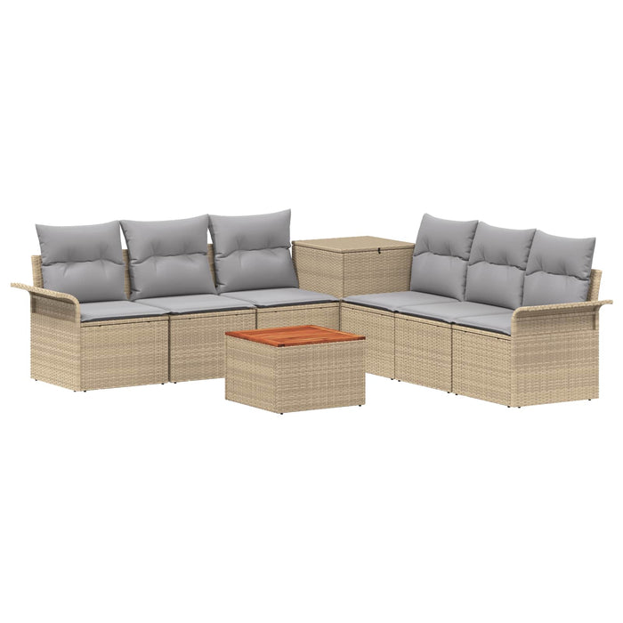 Set de canapea 8 buc. Beige și gri deschis Ratan poli și Oțel WALTI