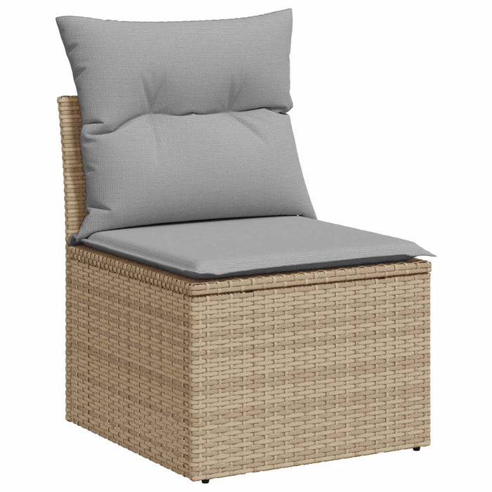 Set de canapea 8 buc. Beige și gri deschis Ratan poli și Oțel WALTI