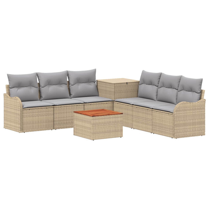 Set de canapea 8 buc. Beige și gri deschis Ratan poli și Oțel WALTI