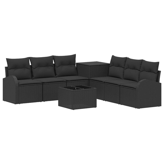 Set de canapea 8 buc. Negru Ratan poli și Oțel WALTI