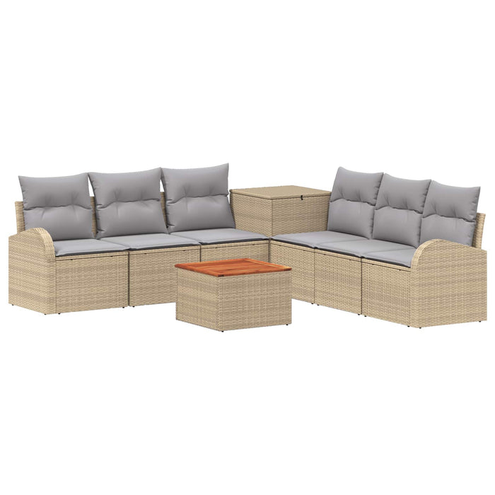 Set de canapea 8 buc. Beige și gri deschis Ratan poli și Oțel WALTI