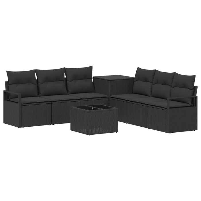 Set de canapea 8 buc. Negru Ratan poli și Oțel WALTI