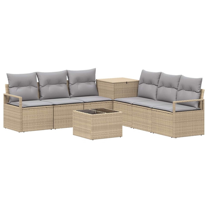 Set de canapea 8 buc. Beige și gri deschis Ratan poli și Oțel WALTI