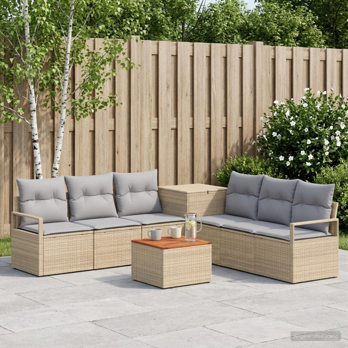 Set de canapea 8 buc. Beige și gri deschis Ratan poli și Oțel WALTI