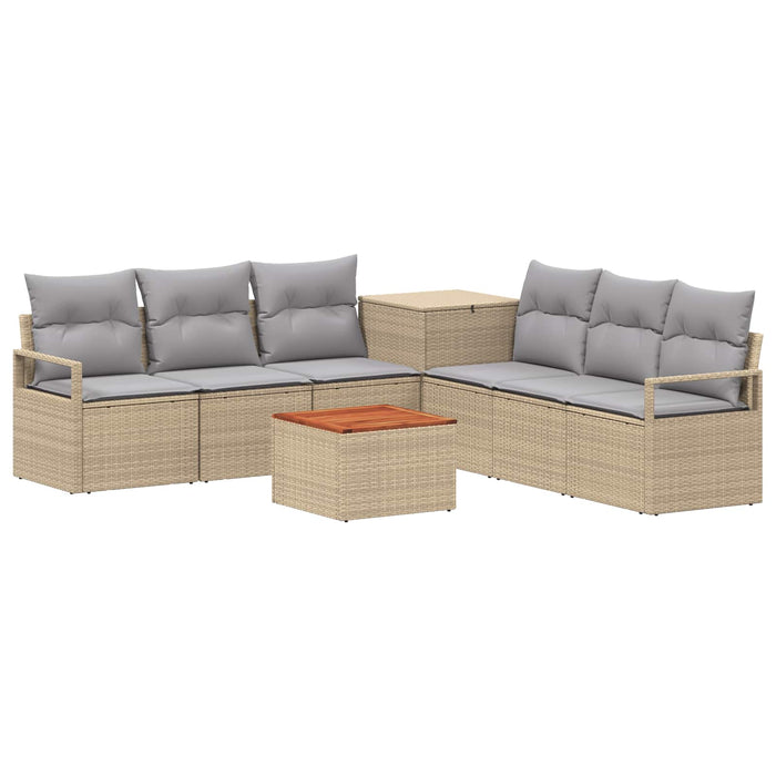 Set de canapea 8 buc. Beige și gri deschis Ratan poli și Oțel WALTI