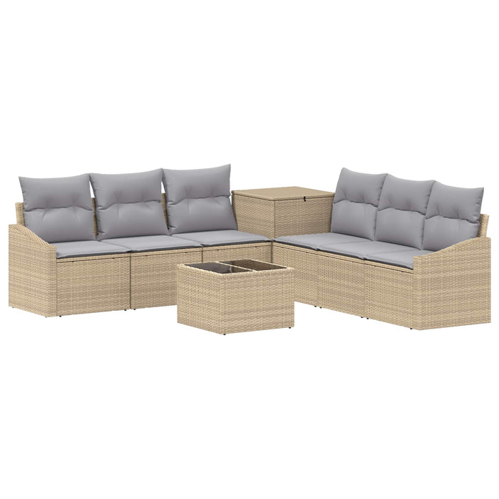 Set de canapea 8 buc. Beige și gri deschis Ratan poli și Oțel WALTI