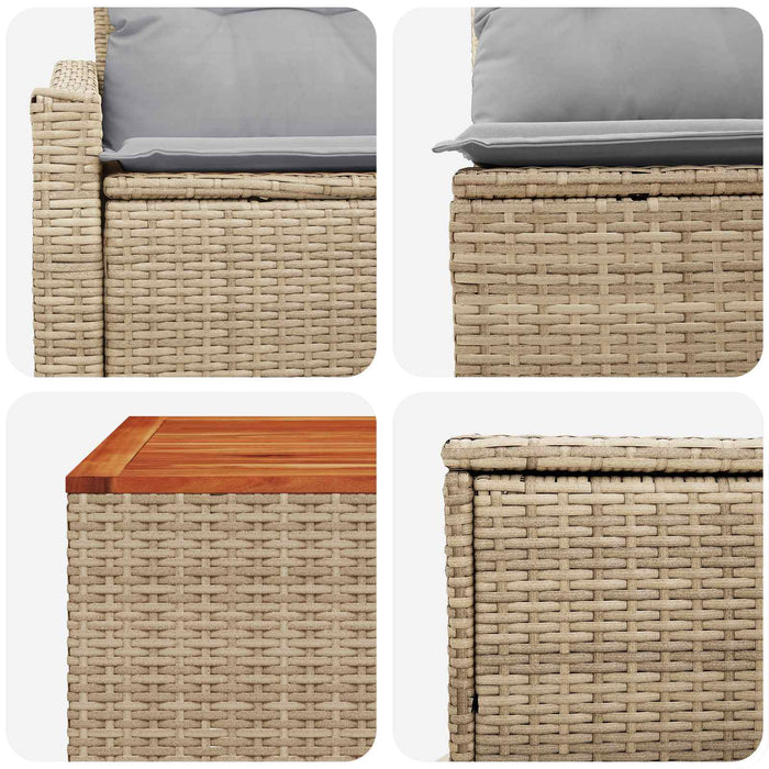 Set de canapea 8 buc. Beige și gri deschis Ratan poli și Oțel WALTI