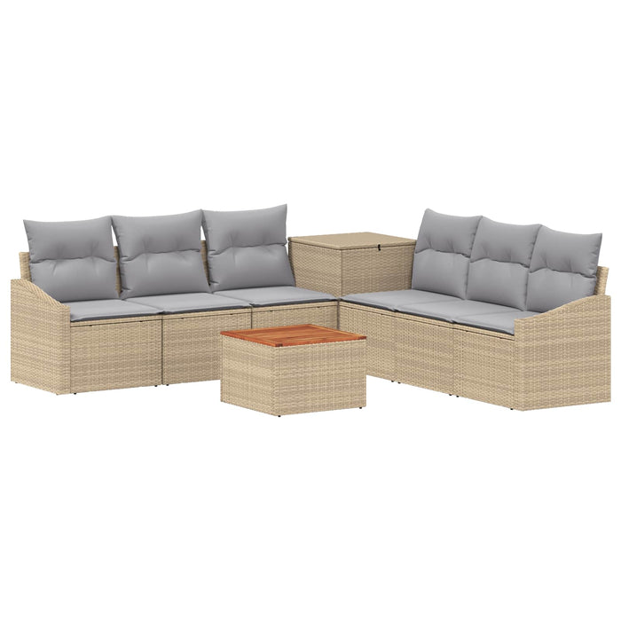 Set de canapea 8 buc. Beige și gri deschis Ratan poli și Oțel WALTI