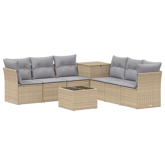 Set de canapea 8 buc. Beige și gri deschis Ratan poli și Oțel WALTI