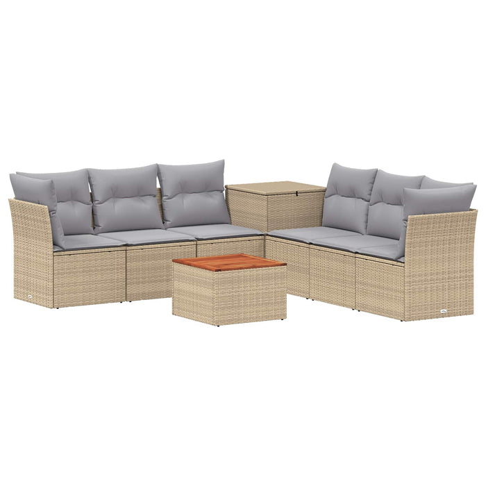 Set de canapea 8 buc. Beige și gri deschis Ratan poli și Oțel WALTI