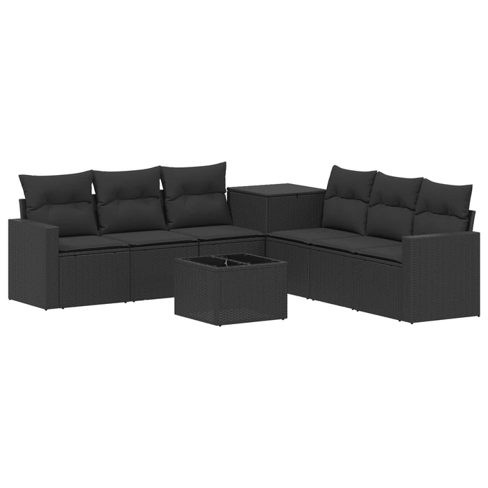 Set de canapea 8 buc. Negru Ratan poli și Oțel WALTI