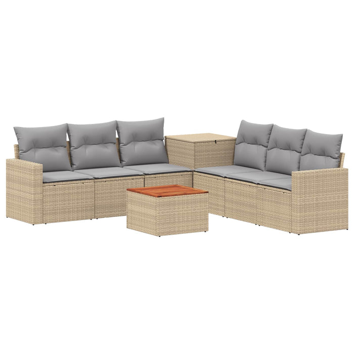 Set de canapea 8 buc. Beige și gri deschis Ratan poli și Oțel WALTI