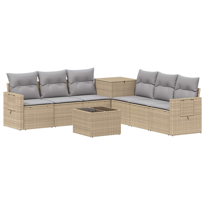 Set de canapea 8 buc. Beige și gri deschis Ratan poli și Oțel WALTI