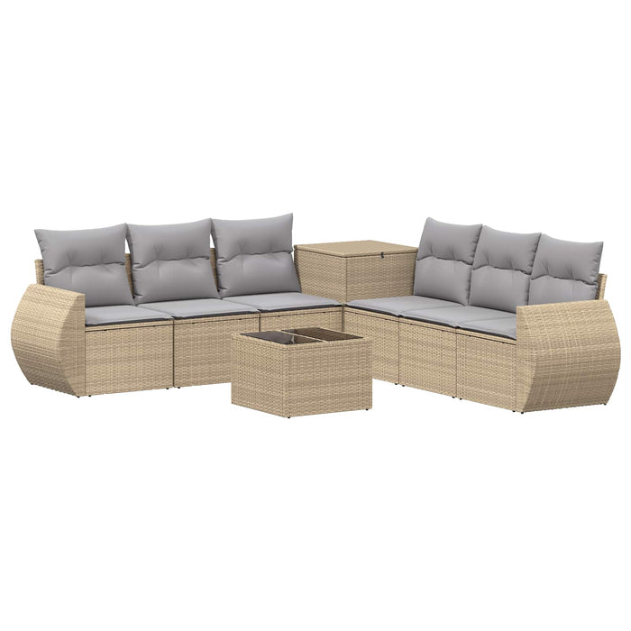 Set de canapea 8 buc. Beige și gri deschis Ratan poli și Oțel WALTI
