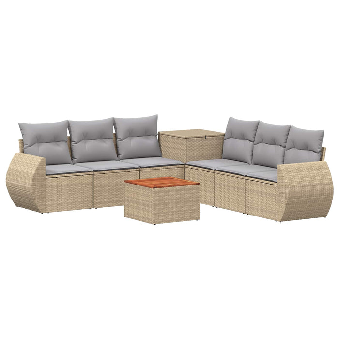 Set de canapea 8 buc. Beige și gri deschis Ratan poli și Oțel WALTI