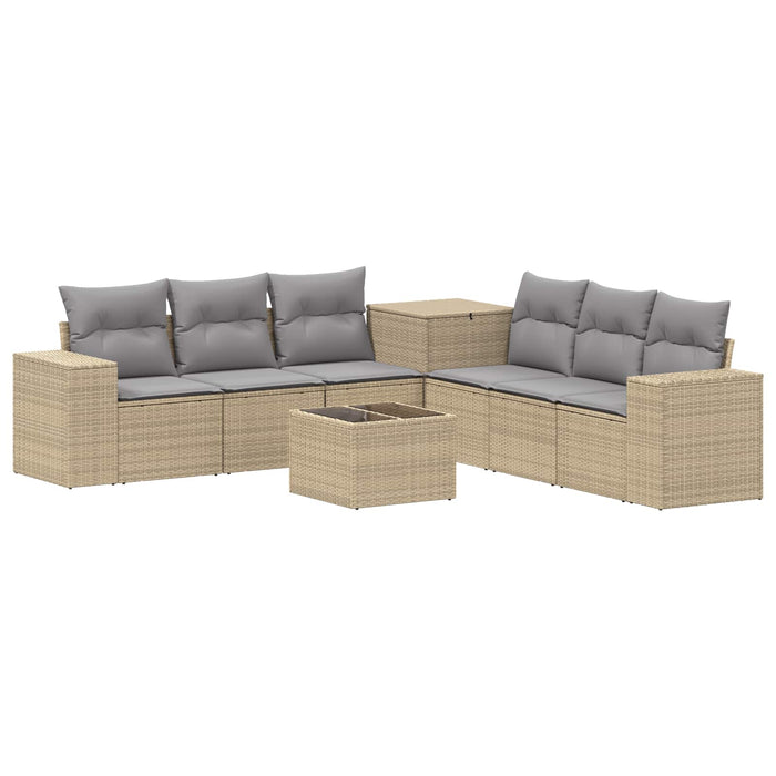 Set de canapea 8 buc. Beige și gri deschis Ratan poli și Oțel WALTI