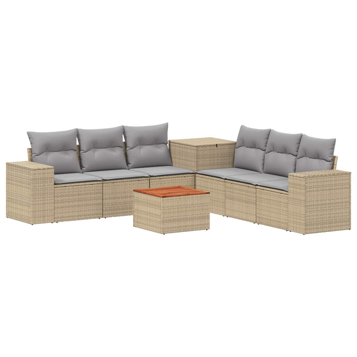 Set de canapea 8 buc. Beige și gri deschis Ratan poli și Oțel WALTI
