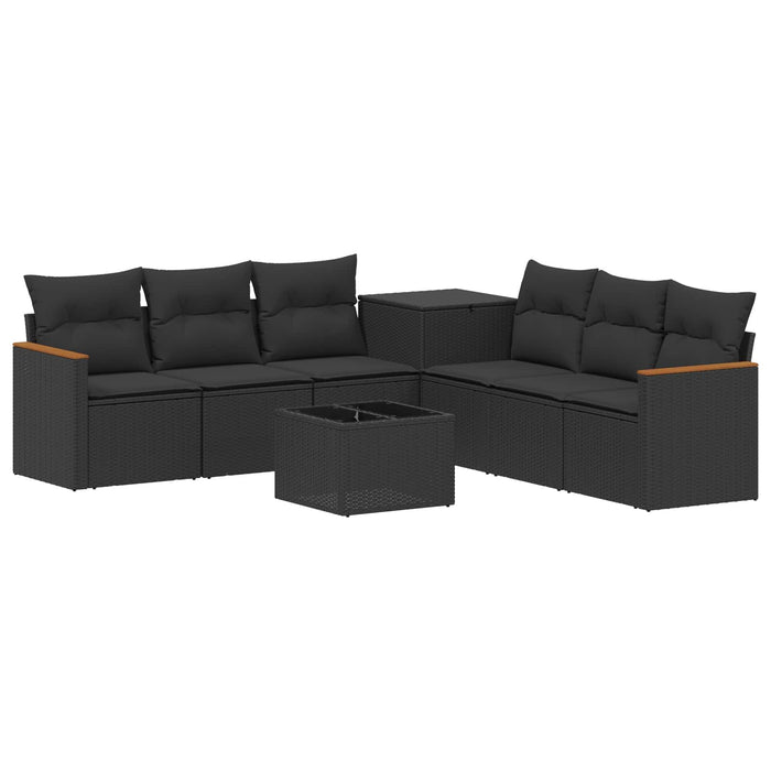 Set de canapea 8 buc. Negru Ratan poli și Oțel WALTI