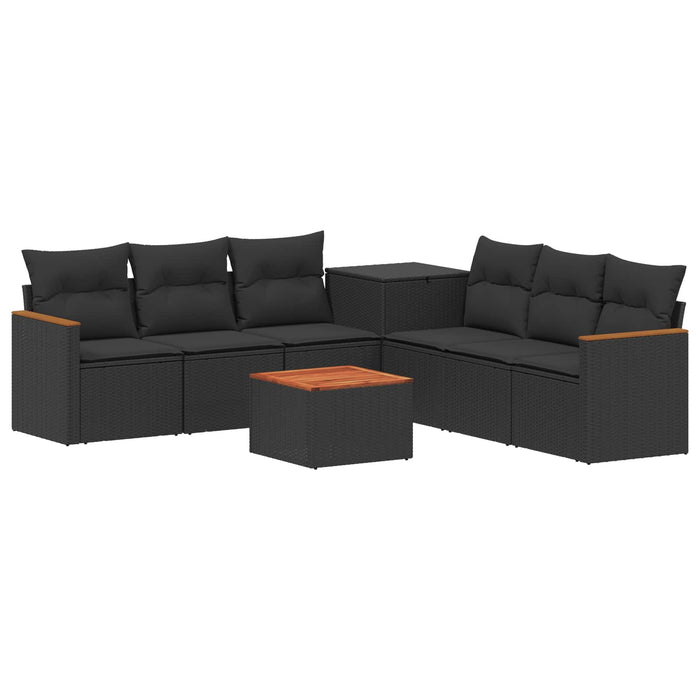 Set de canapea 8 buc. Negru Ratan poli și Oțel WALTI