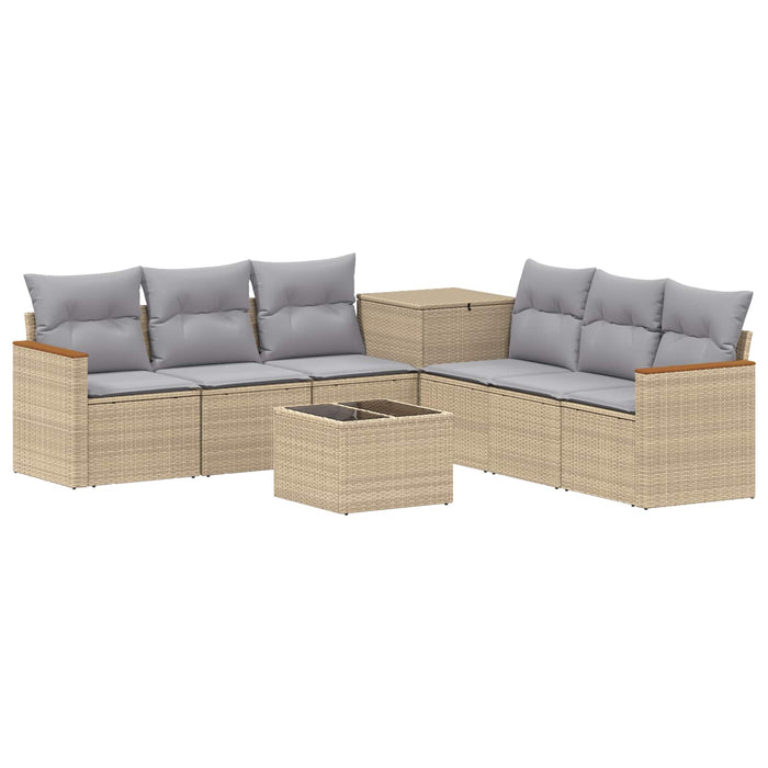 Set de canapea 8 buc. Beige și gri deschis Ratan poli și Oțel WALTI