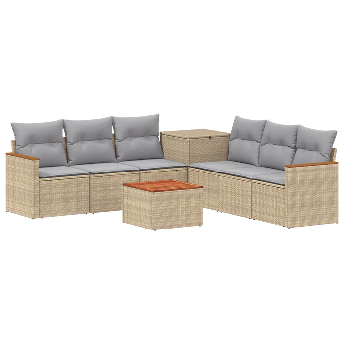 Set de canapea 8 buc. Beige și gri deschis Ratan poli și Oțel WALTI