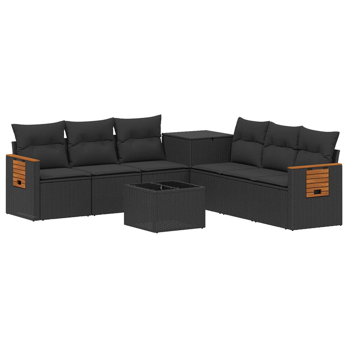 Set de canapea 8 buc. Negru Ratan poli și Oțel WALTI