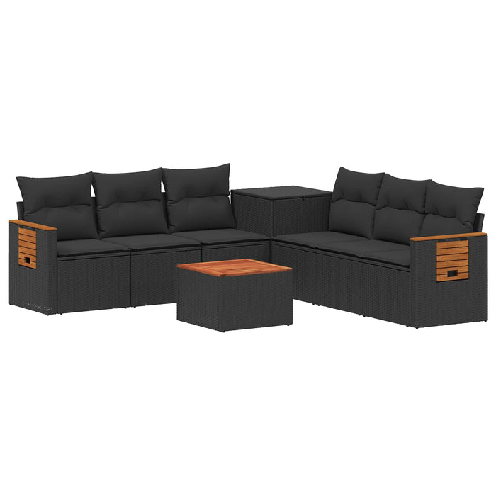 Set de canapea 8 buc. Negru Ratan poli și Oțel WALTI